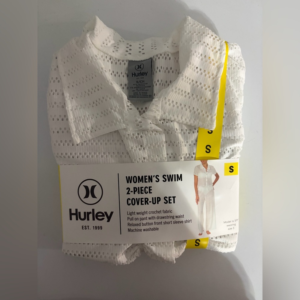 Hurley Women's Crochet White Swim Cover-Up Set